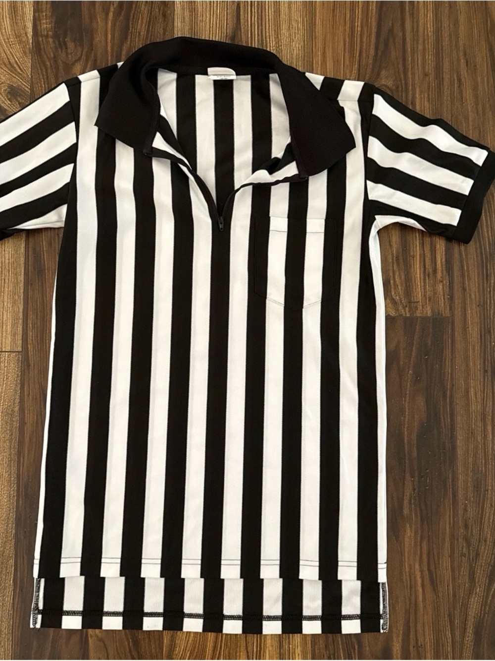 Mens Black & White Striped Referee Official Shirt Size S Academy Sports